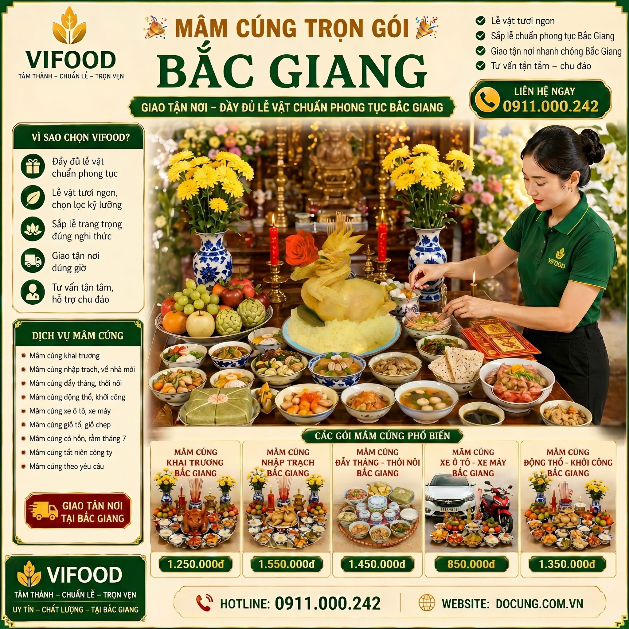 mâm cúng đầy tháng tại bắc giang