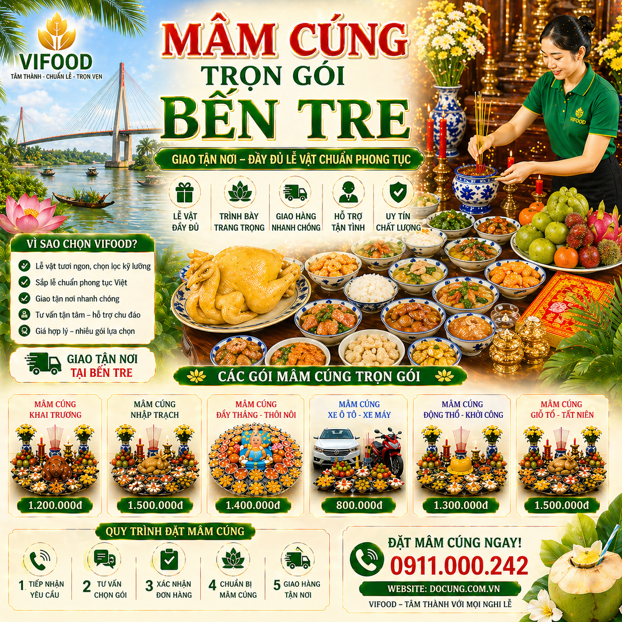 mâm cúng đầy tháng tại bến tre