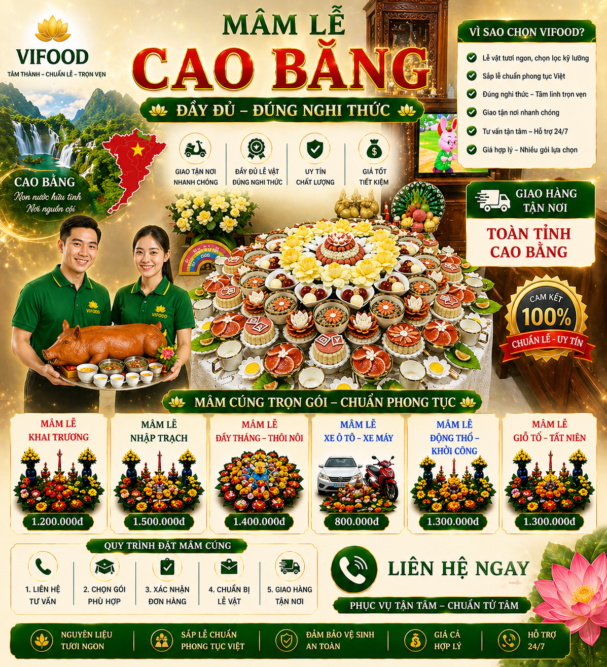 mâm cúng thôi nôi tại cao bằng