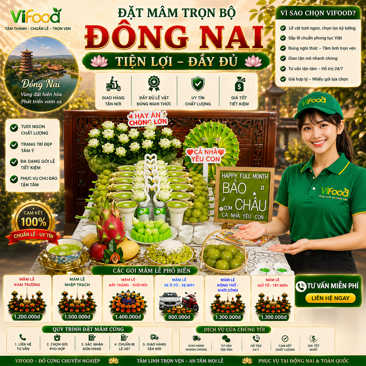 mâm cúng đầy tháng tại biên hòa