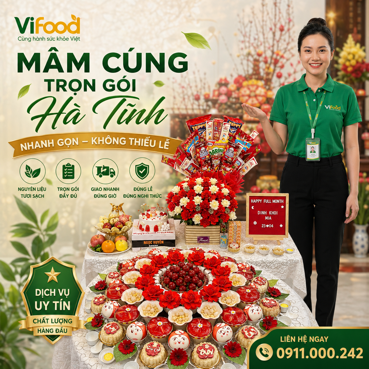 mâm cúng thôi nôi tại hà tĩnh