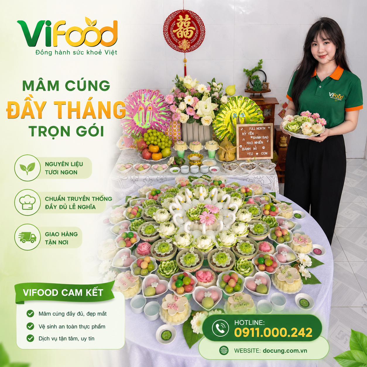 mâm cúng đầy tháng trọn gói tại cà mau