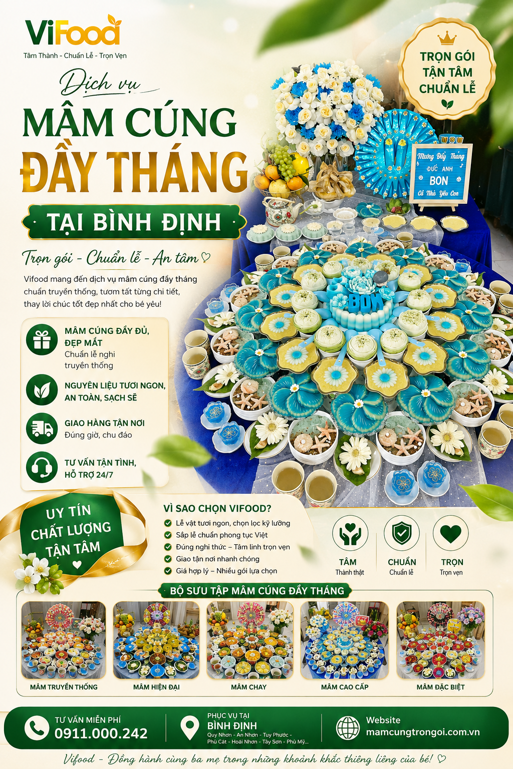 dịch vụ mâm cúng đầy tháng tại bình định