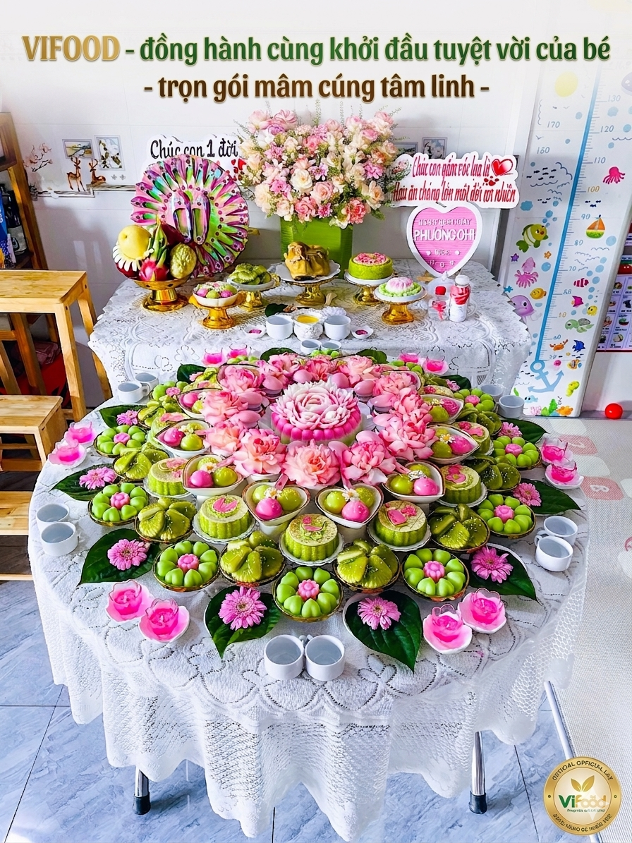 mâm cúng thôi nôi hậu giang