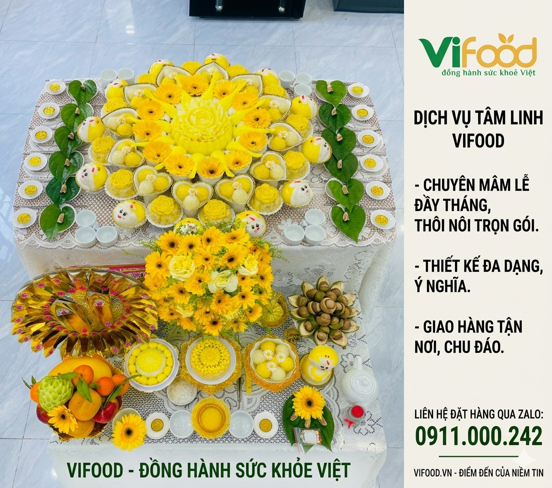 mâm cúng thôi nôi tại trà vinh