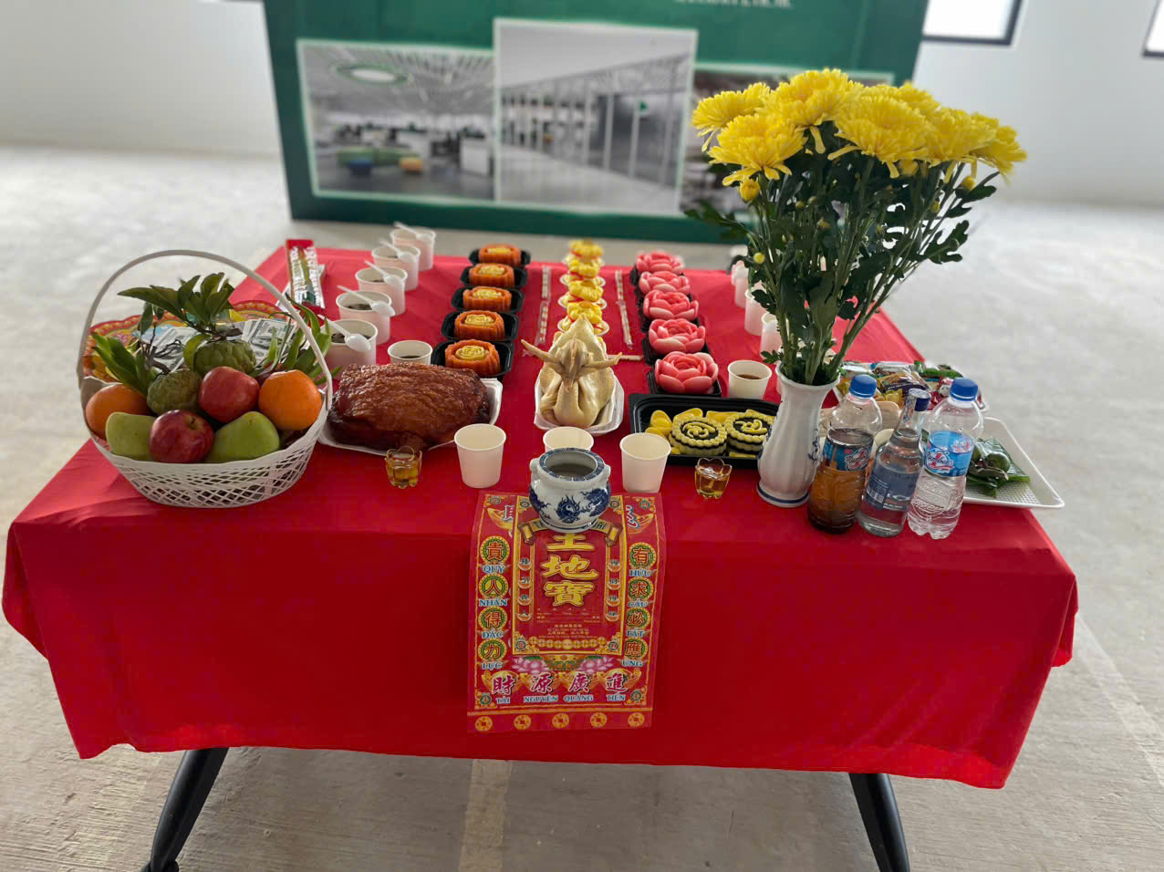 Mâm cúng động thổ xây nhà đơn giản chay - mặn đủ lễ