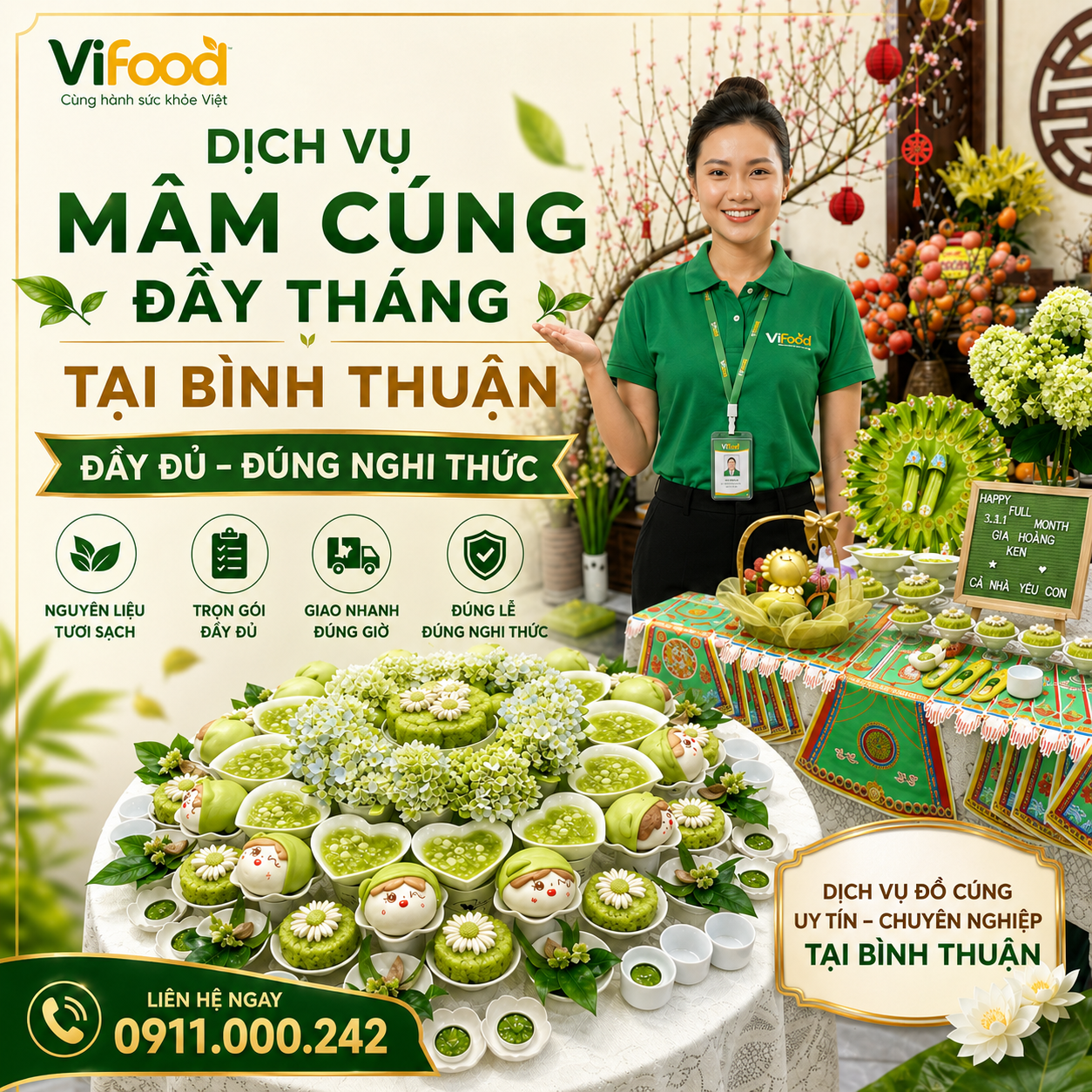 mâm cúng đầy tháng tại bình thuận